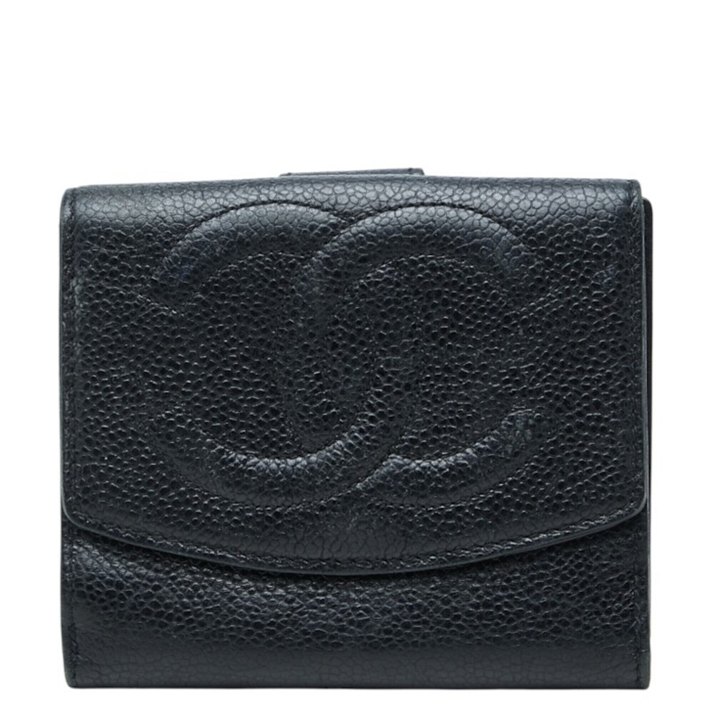 Chanel Coco Mark Bi-fold Wallet, Black Caviar Leather, Women's CHANEL